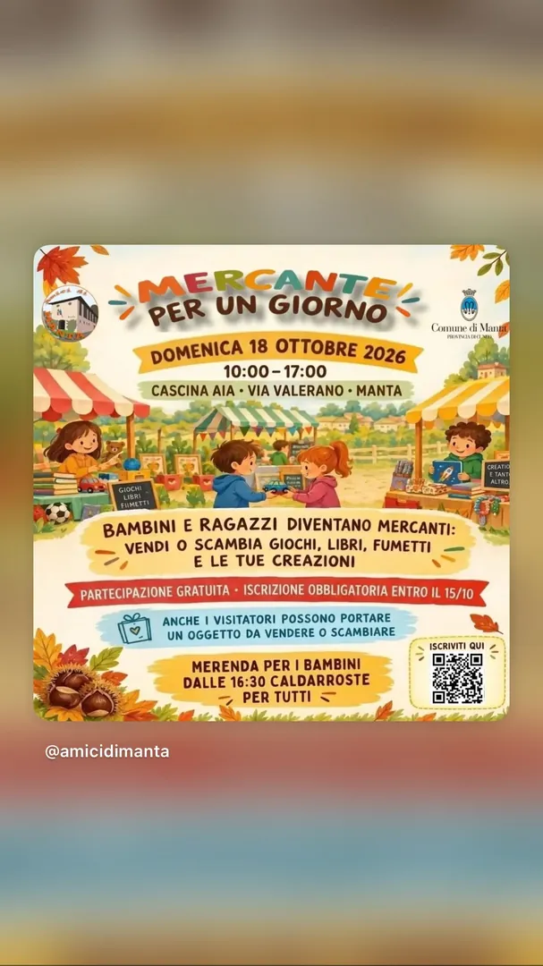 Locandina Mercante per un Giorno - Comune di Manta