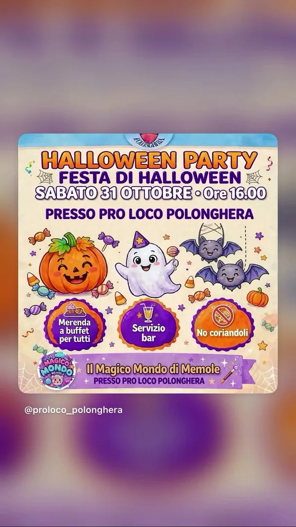 Locandina Halloween Party - Festa di Halloween - Pro Loco Polonghera