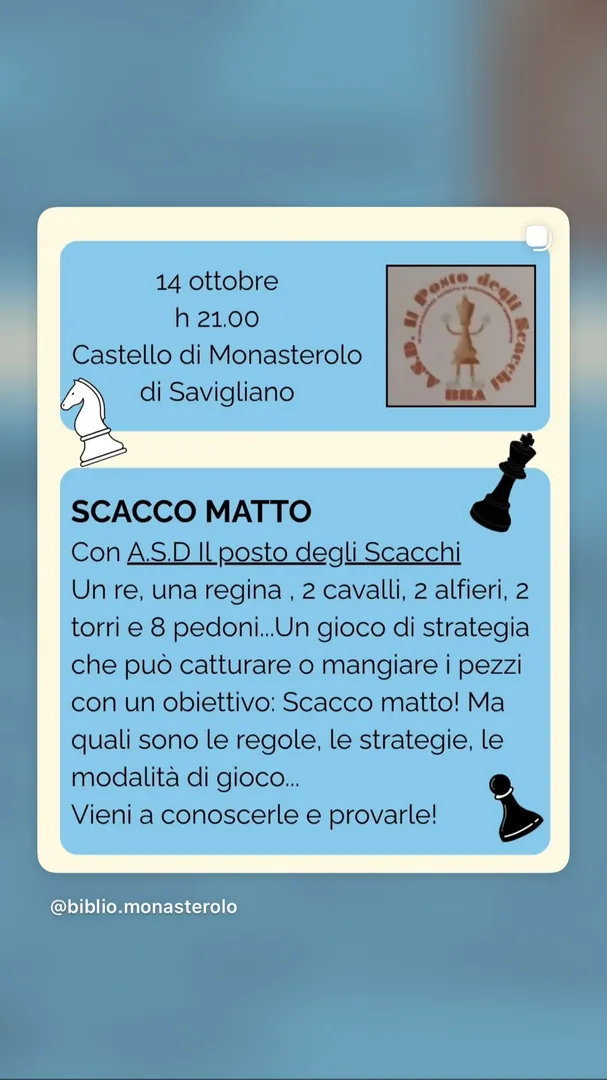 Locandina Scacco Matto - A.S.D. Il Posto degli Scacchi