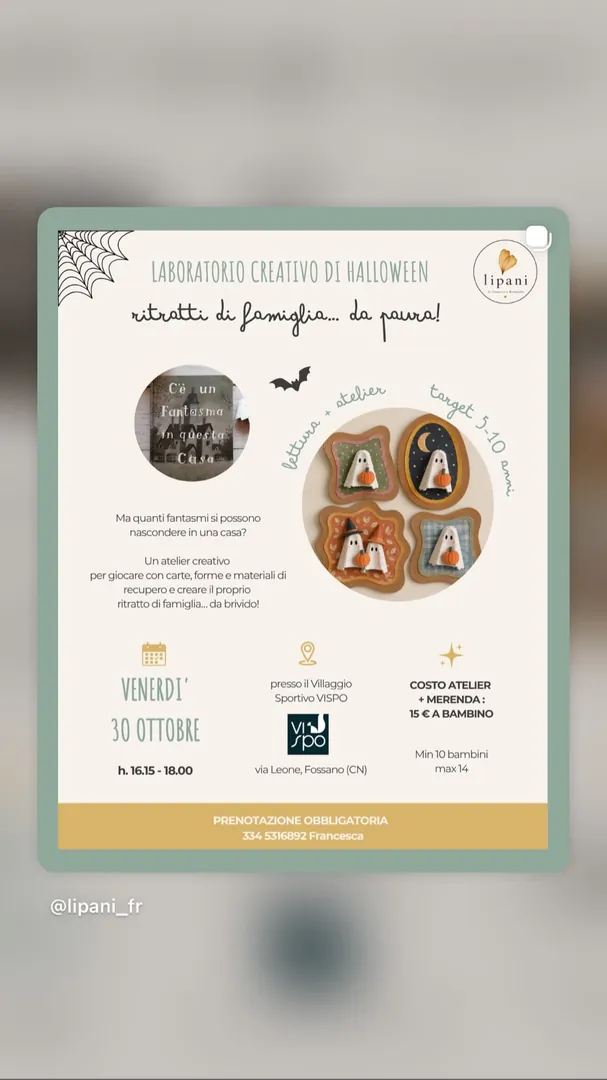 Locandina Laboratorio Creativo di Halloween - Ritratti di Famiglia da Paura! - Lipani di Francesca Rolando