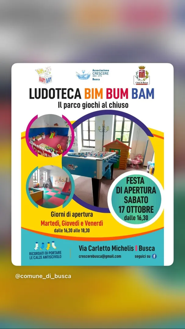 Locandina Festa di Apertura - Ludoteca Bim Bum Bam