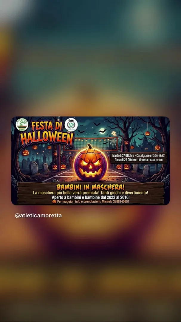 Locandina Festa di Halloween - Bambini in Maschera a Moretta
