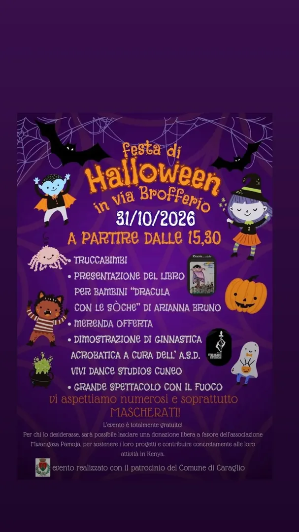 Locandina Festa di Halloween in via Brofferio