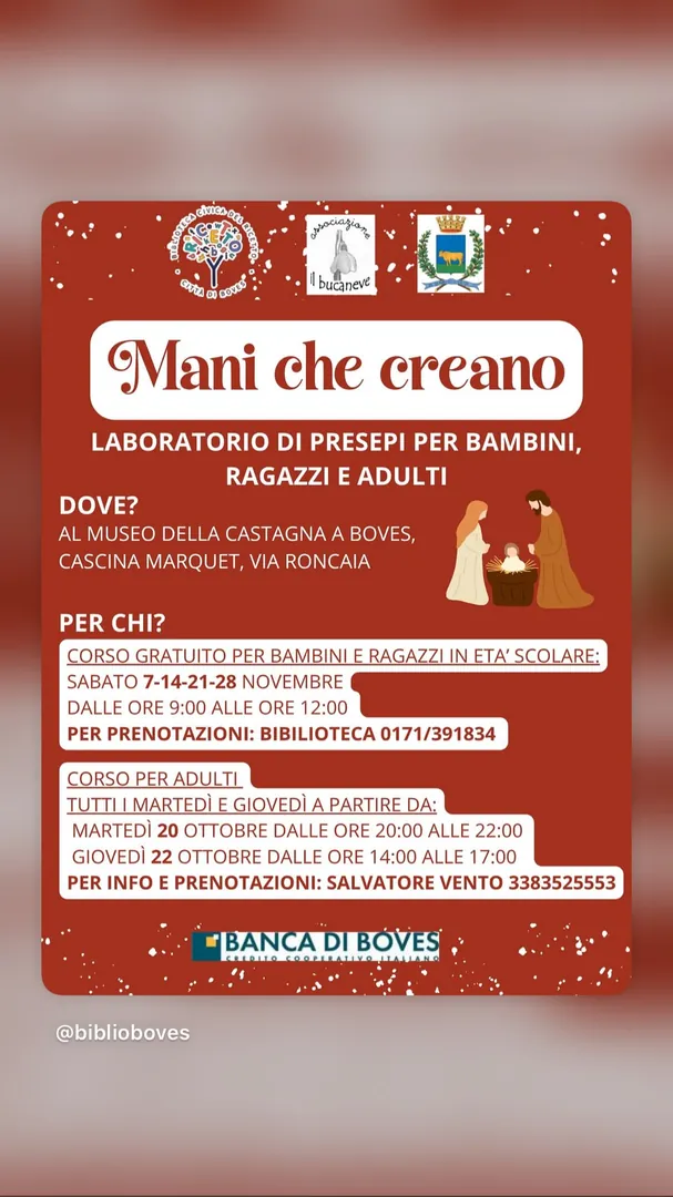 Locandina Mani che creano - Laboratorio di presepi per bambini e ragazzi