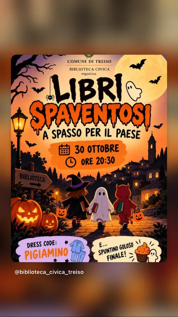 Locandina Libri Spaventosi a Spasso per il Paese - Biblioteca Civica Comune di Treiso
