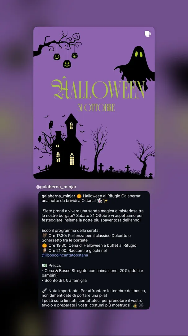 Locandina Halloween al Rifugio Galaberna