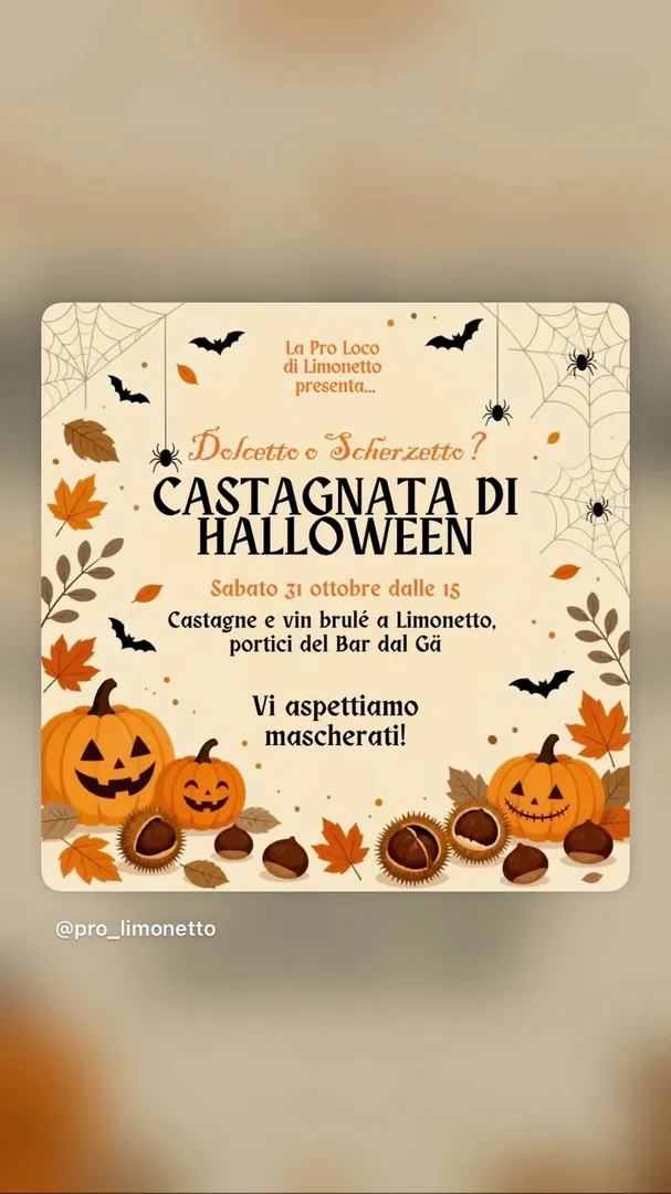 Locandina Castagnata di Halloween - Pro Loco di Limonetto