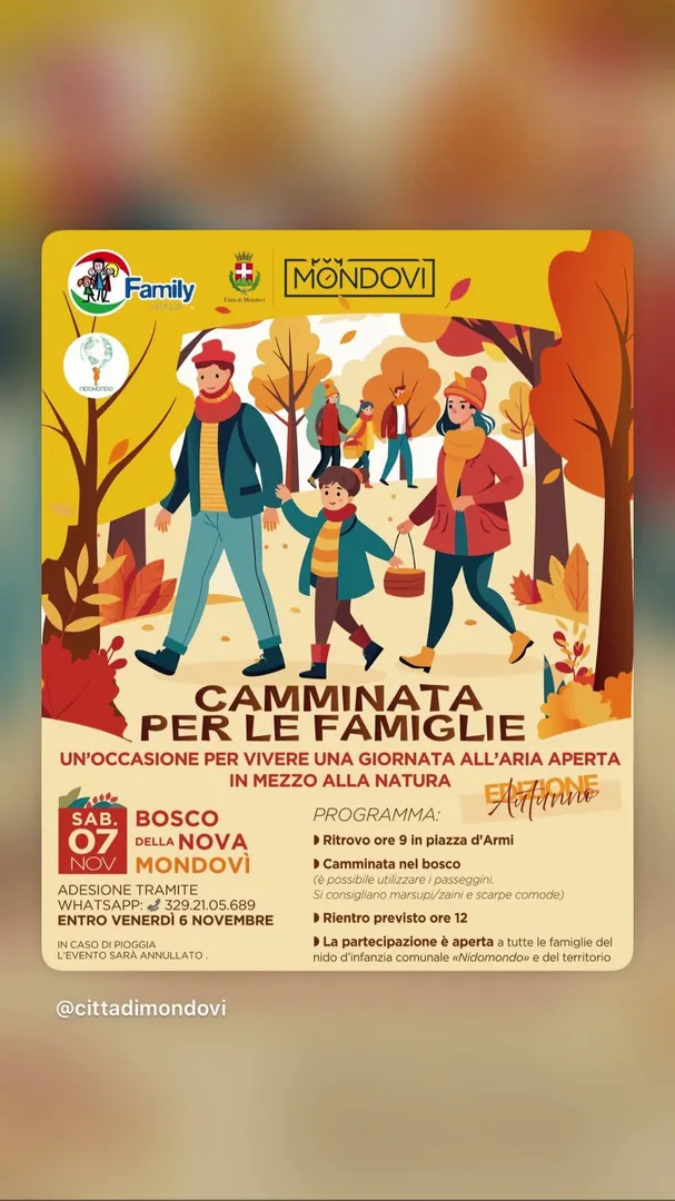 Locandina Camminata per le Famiglie - Edizione Autunno - Città di Mondovì