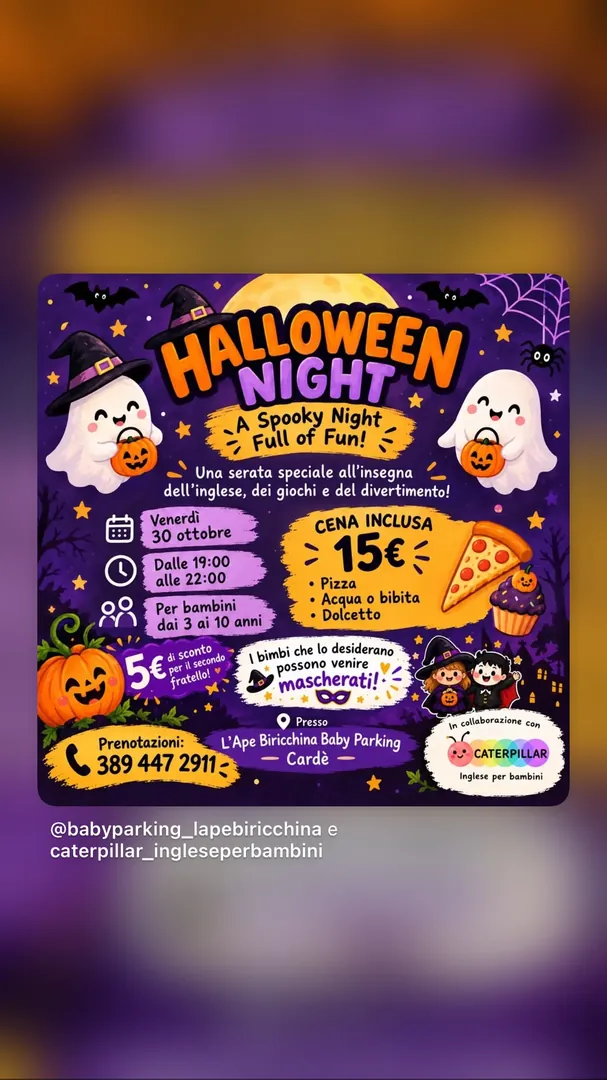 Locandina Halloween Night - L'Ape Biricchina Baby Parking