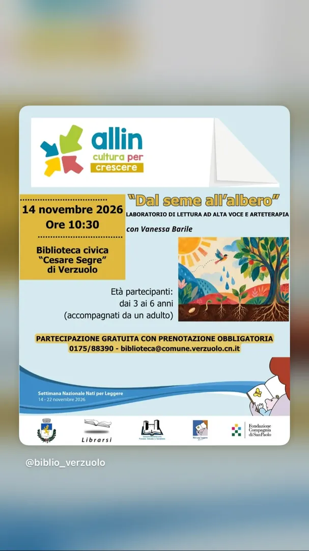 Locandina Dal seme all'albero - Laboratorio di lettura ad alta voce e arteterapia