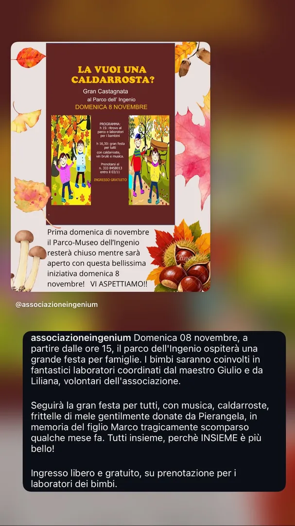 Locandina La Vuoi una Caldarrosta? Gran Castagnata al Parco dell'Ingenio