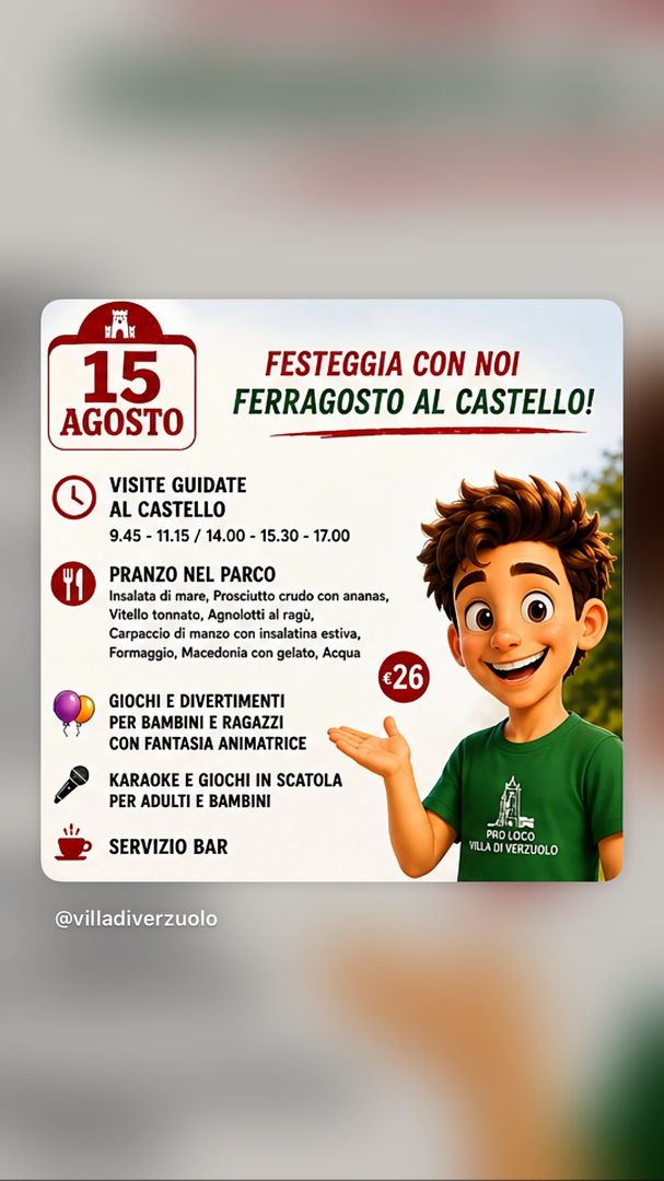 Locandina Ferragosto al Castello - Pro Loco Villa di Verzuolo