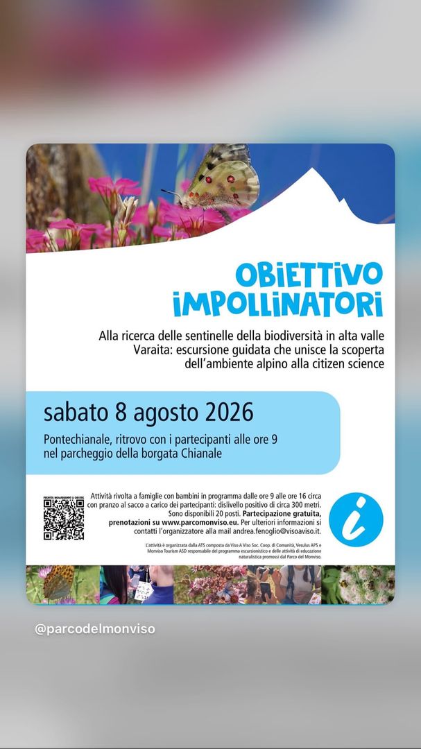 Locandina Obiettivo Impollinatori - Parco del Monviso