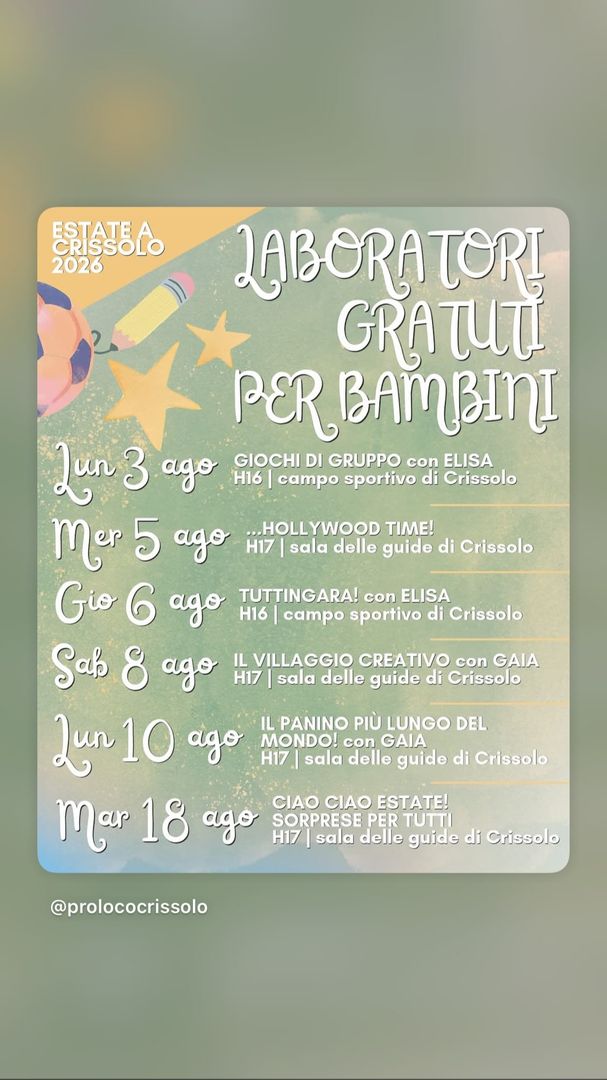 Locandina Il Villaggio Creativo con Gaia - Pro Loco Crissolo