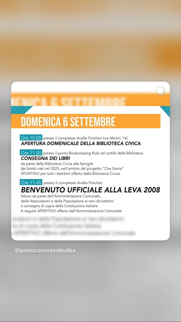 Locandina Consegna dei Libri - Pro Loco Ceresole Alba
