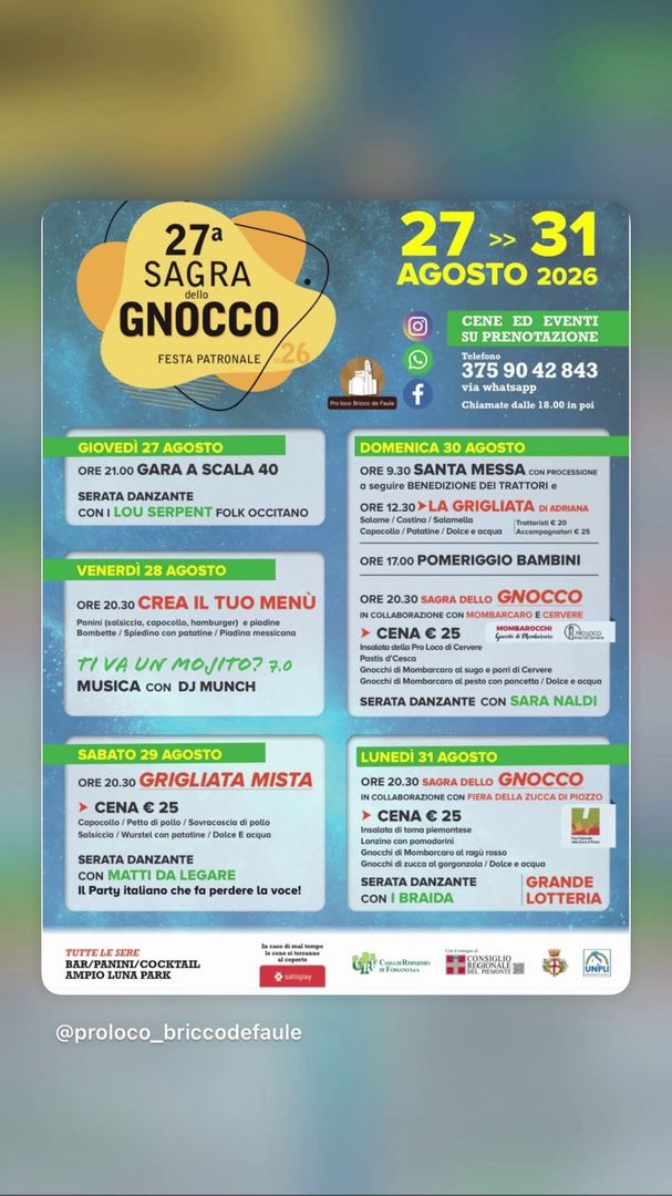 Locandina 27a Sagra dello Gnocco - Festa Patronale