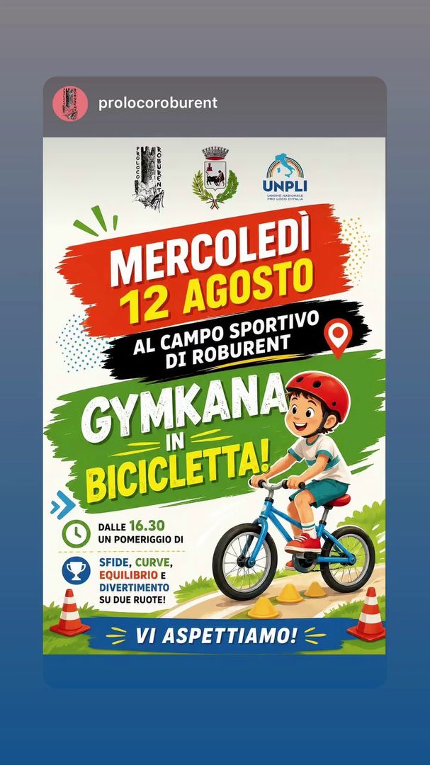 Locandina Gymkana in Bicicletta! - Pro Loco Roburent