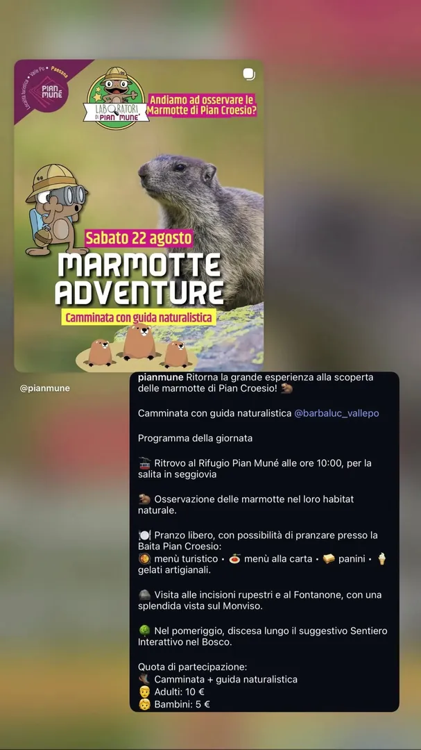 Locandina Marmotte Adventure - Laboratori di Pian Muné