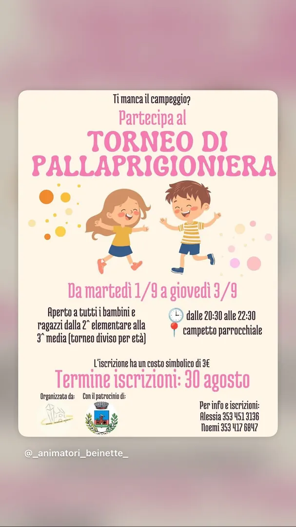 Locandina Torneo di Pallaprigioniera - Animatori Beinette