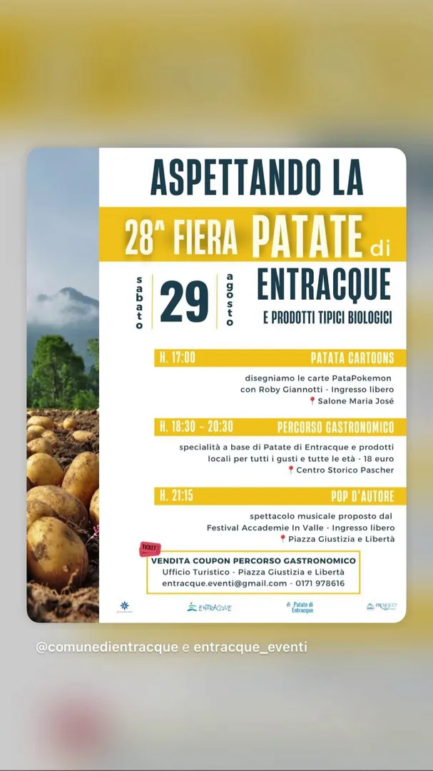 Locandina Aspettando la 28ª Fiera Patate di Entracque
