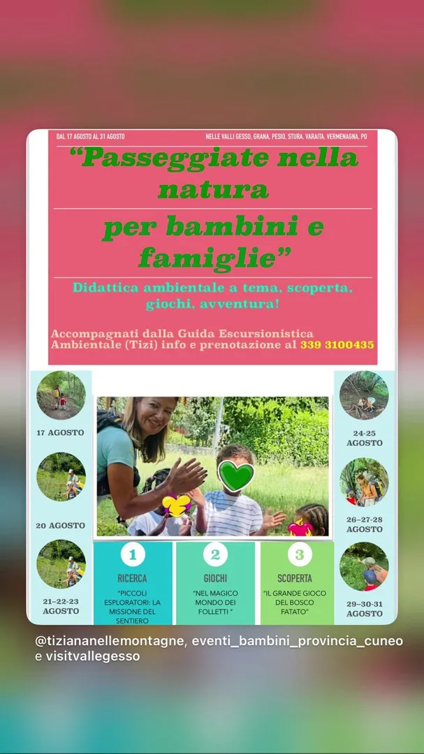 Locandina Passeggiate nella natura per bambini e famiglie