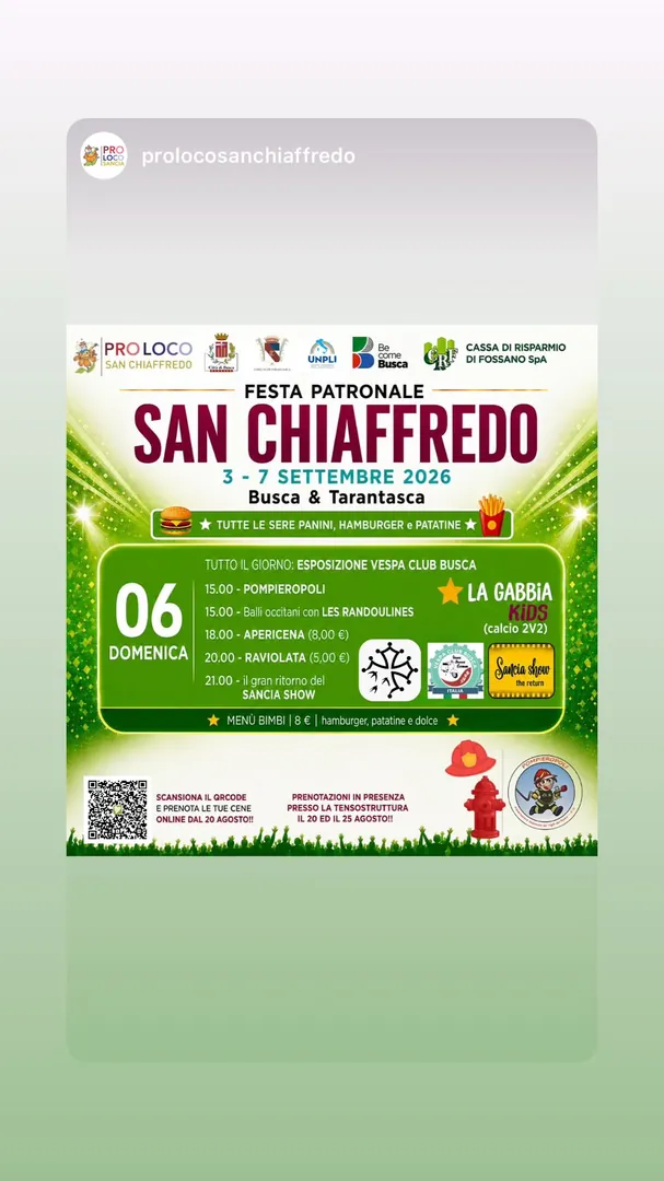 Locandina Festa Patronale San Chiaffredo 2026