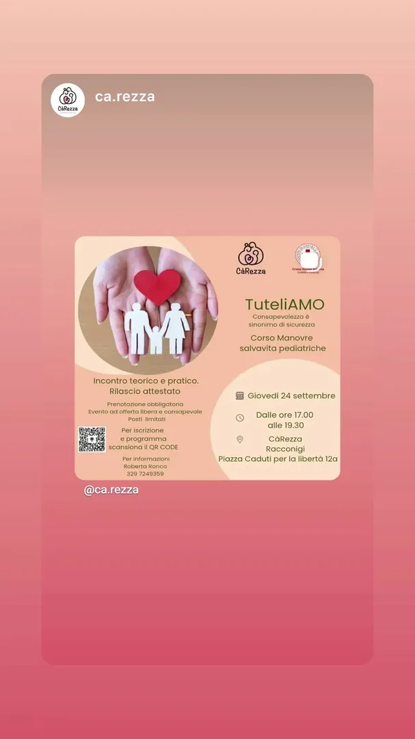 Locandina TuteliAMO - Corso Manovre Salvavita Pediatriche - CàRezza