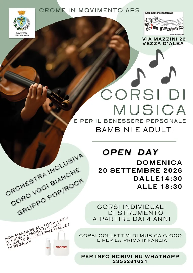 Locandina Open Day Corsi di Musica - Crome in Movimento APS